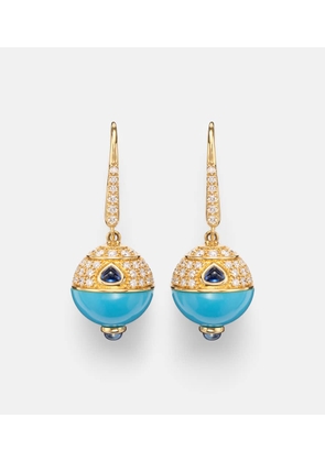 Marina B 18kt gold (750/1000) earrings with turquoise, sapphire, and diamonds