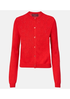 Gucci GG pointelle silk and cotton cardigan