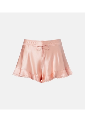Saint Laurent Scalloped silk satin shorts