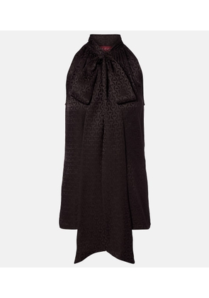 Gucci Horsebit tie-neck silk jacquard top