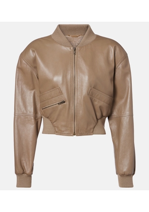 Chloe Cropped leather bomber jacket