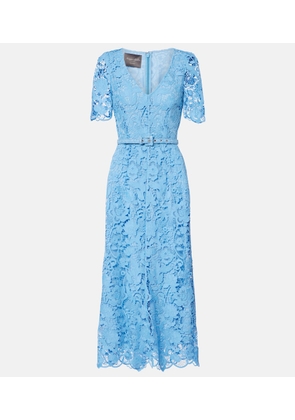 Monique Lhuillier Belted lace midi dress