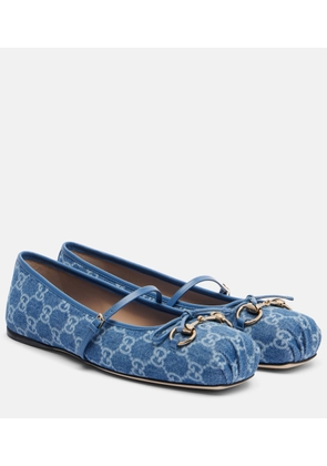 Gucci Gucci Horsebit GG denim ballet flats
