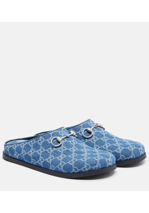 Gucci Horsebit GG denim mules