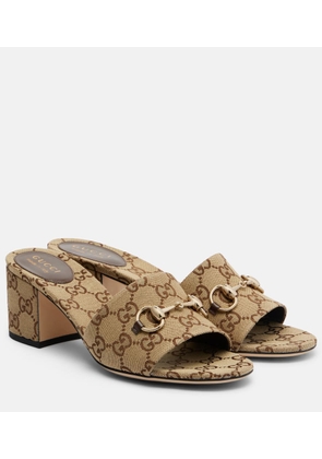 Gucci Horsebit GG Canvas mules