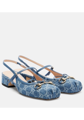 Gucci Gucci Horsebit GG denim slingback pumps