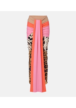 Roberto Cavalli Leopard-print asymmetric maxi skirt