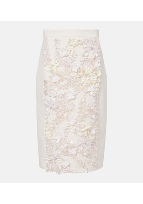 Plan C Embellished cotton drill midi skirt