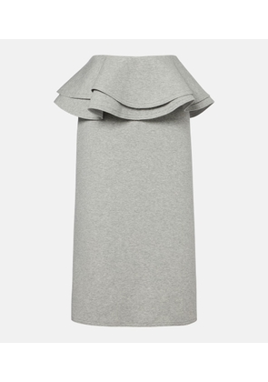 Plan C Ruffled cotton-blend midi skirt