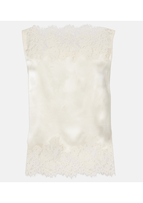 Doen Viviane cutout lace-trimmed silk top