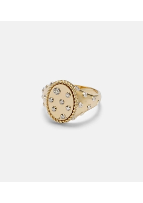 Yvonne Leon Plumetis 9kt gold ring with diamonds