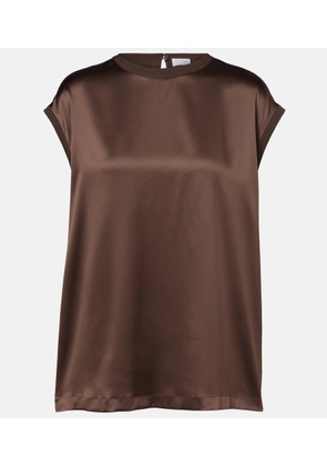 Brunello Cucinelli Silk-blend satin top