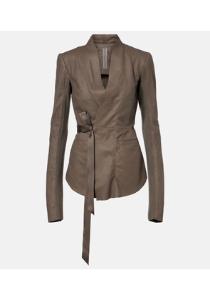 Rick Owens Hollywood virgin wool-trimmed leather blazer