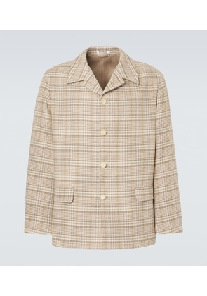Auralee Checked silk and linen tweed jacket