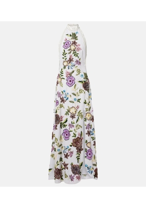 La Fuori Luminous Flounce embellished floral gown