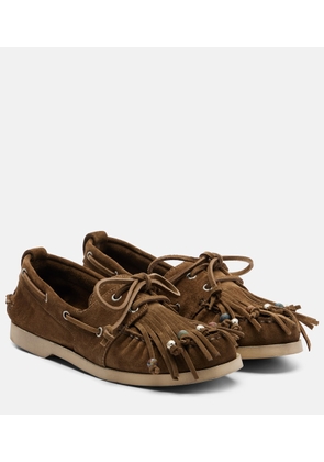 Golden Goose Embellished suede boat shoes