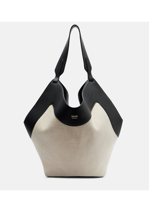 Khaite Lotus Medium leather-trimmed canvas tote bag