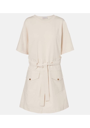 Moncler Belted cotton-blend jersey minidress