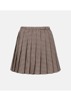 Moncler Pleated gingham cotton-blend miniskirt