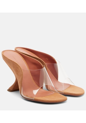 Amina Muaddi Mackenzie PVC and suede mules