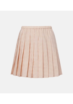 Moncler Checked pleated cotton-blend miniskirt