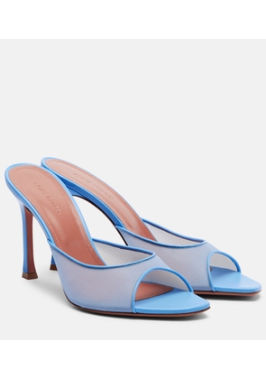 Amina Muaddi Alexa leather-trimmed mesh mules