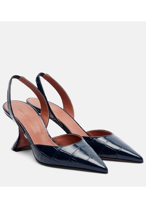 Amina Muaddi Holli croc-effect leather slingback pumps