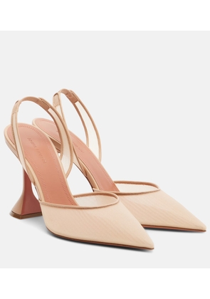 Amina Muaddi Holli mesh slingback pumps