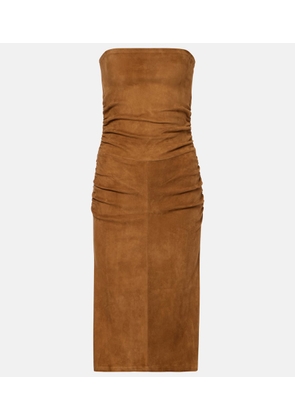 Stouls Salma ruched suede midi dress