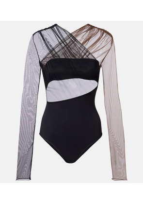 Nensi Dojaka Cutout ruched sheer bodysuit