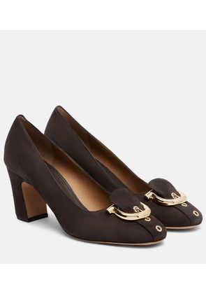 Ferragamo Gancini suede pumps
