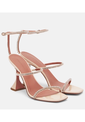 Amina Muaddi Gilda embellished patent leather sandals