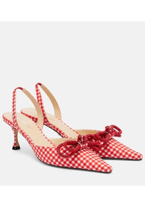 Mach & Mach Double Bow gingham slingback pumps
