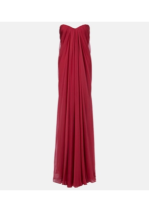 McQueen Draped silk chiffon bustier gown