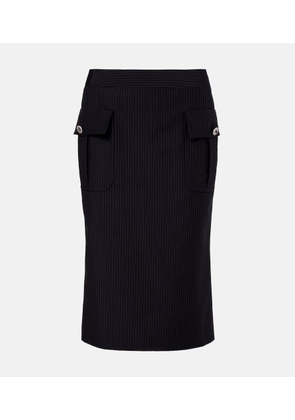 McQueen Chalk stripe wool and mohair pencil skirt