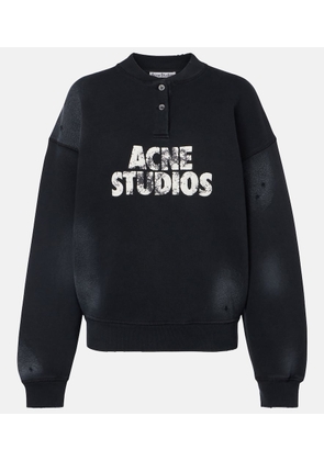 Acne Studios Distressed logo cotton fleece sweatshirt