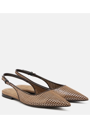 Brunello Cucinelli Perforated leather slingback flats