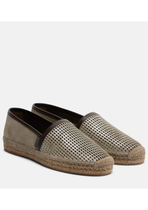 Brunello Cucinelli Perforated leather and suede espadrilles