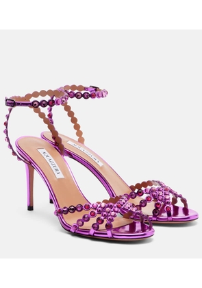 Aquazzura Tequila crystal-embellished metallic leather sandals