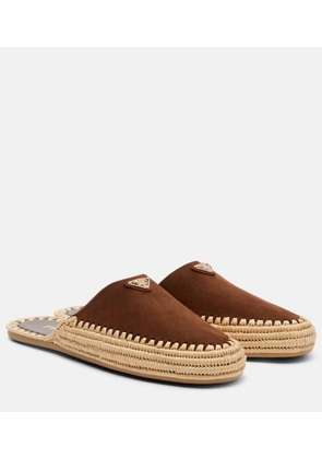 Prada Suede and jute mules