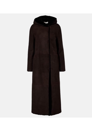 The Row Anaya hooded shearling-trimmed suede coat