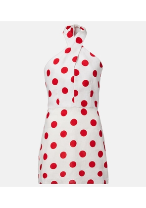 Cala de la Cruz Veneta polka-dot halterneck linen minidress
