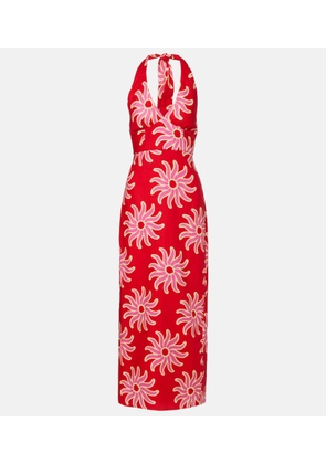 Cala de la Cruz Dasha printed halterneck linen maxi dress