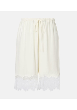 Staud Verano lace-trimmed silk satin Bermuda shorts