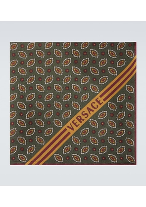 Versace Logo printed silk pocket square