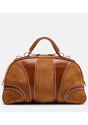 Dries Van Noten Leather-trimmed suede top-handle bag