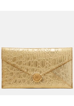 Dries Van Noten Embossed metallic leather clutch