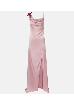 Blumarine Applique satin gown