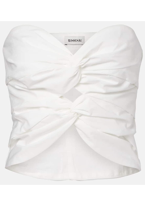 Simkhai Cornelia cutout ruched cotton-blend top