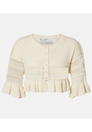 Xu Zhi Cropped open-knit ruffled cardigan